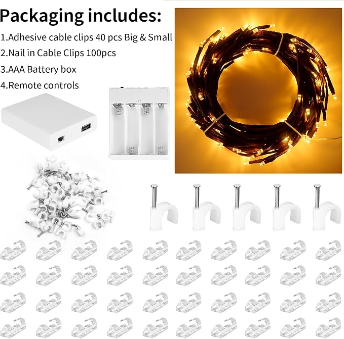 7.55FT 144LED 2PCS Brown USB Tree Branch Lights for Wall with Battery Box | Enchanted Tree Branch Lights for Wall, Bedroom Wedding, Christmas with Remote Timer, 8 Light Model, USB Battery Box