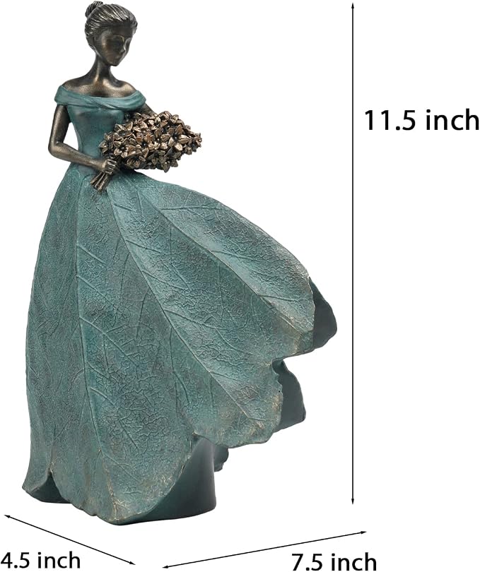 Guichifun Fairy Statue Leaf Angel Girls Resin Table Decor 5x3x7.5 Inch | Home Decoration, Modern, Living Room Office Sculpture, Indoor Rustic Figurines, Gift for Women