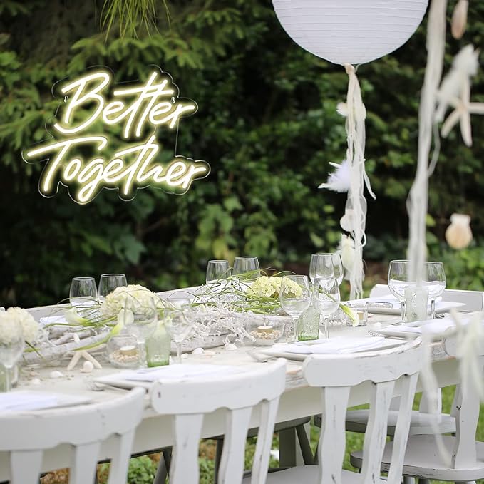 Better Together Neon Sign, Warm White Led Neon Light Signs, Art Wall Lights Decoration for Wedding Party Club Anniversary Bar Birthday decor(Better Together)