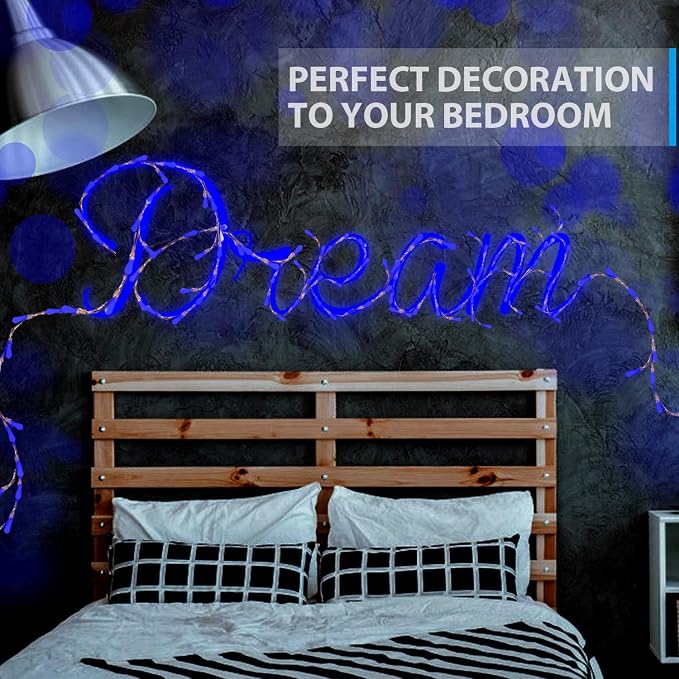 Ariceleo USB Powered Fairy Lights, 100 led 33 ft. USB Plug in Copper Wire USB String Lights for Bedroom Christmas Decoration Wedding Party Firefly Lights (Blue,1 Pack)