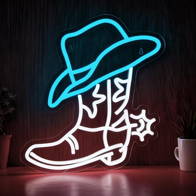 Cowboy Boot Neon Sign Cowgirl Boots for Wall Decor Aesthetic Western Neon Light for Bedroom Kids Living Room Office Man Cave Gift Birthday