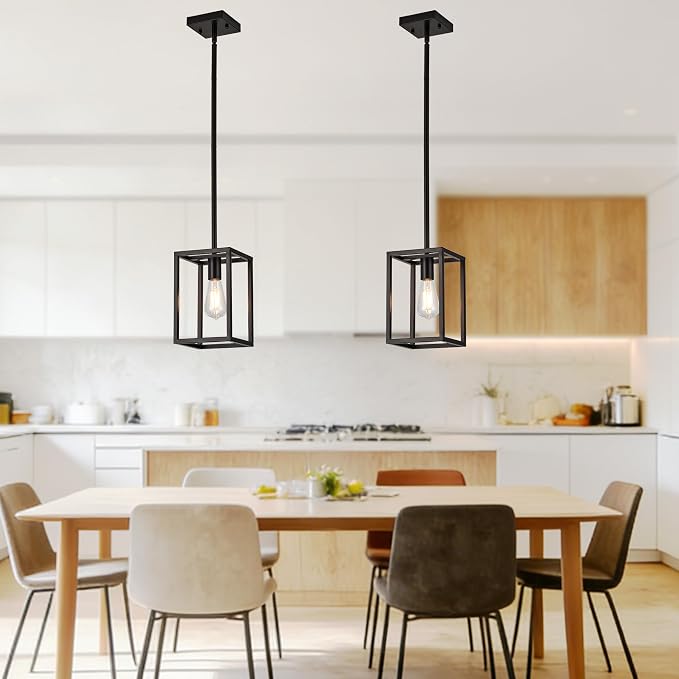 Kitchen Light fixtures Pendant Lighting Chandeliers for Dining Rooms, Mini Pendant Lights 1-Light Modern Hanging Light Fixture Matte Oil-Rubbed Bronze Industrial for Kitchen Island