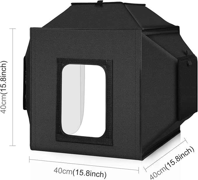 Glendan Portable Light Box Photography 16"x16" | Professional Dimmable Photo Box, High CRI 480 LED Lights, Soft Box, 4 Photo Backdrops for Jewelry and Product Photography