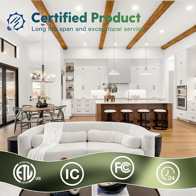 FREELICHT 48 Pack 4 Inch LED Recessed Light with Junction Box, 5CCT, 700LM | 10W, 2700K-5000K Selectable, 5%-100% Dimmable, 120V, White, Ultra-Thin Canless Wafer Downlight, ETL, FCC, IC & Damp Rated