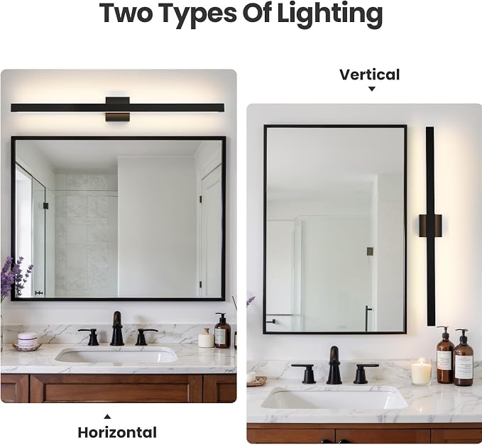 Modern Bathroom Lighting Fixtures Over Mirror, 39 Inch 30W Black Vanity Light Bar for Bathroom, Dimmable 5CCT LED Bathroom Wall Light Fixtures