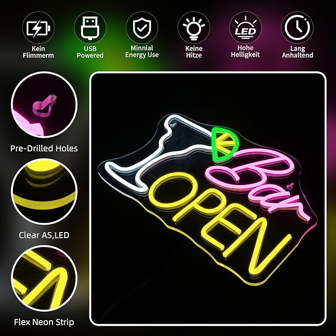 Bar Open Neon Sign Wall Decor Neon Light Bedroom Wall Decor Suitable for Classroom Book Party Library Decoration Reading Room Bookish Decor Gift