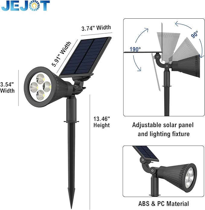 8 Pack Solar Lights Outdoor Waterproof IP65,3000K Super Bright LED,2 Lighting Modes, Solar Powered Yard Garden Solar Spot Lights for Flag Landscape Auto On/Off