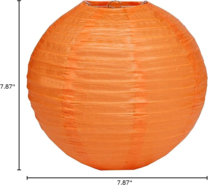 Pack Of 3 Round Paper Lanterns Lamp Wedding Birthday Party Decoration (Orange, 8"/20CM)