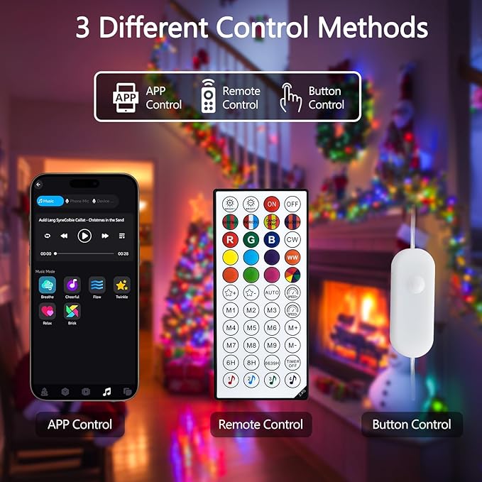 JMEXSUSS Connectable 33ft 100 LED Color Changing String Lights for Bedroom | Globe Smart Halloween Lights Indoor with Remote & APP, Clear Wire Smart Fairy String Light Plug in for Halloween Christmas