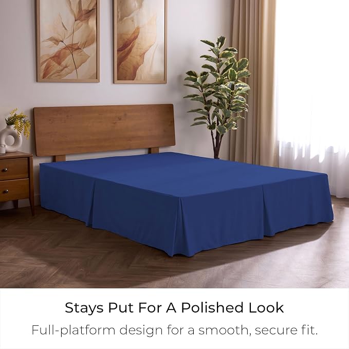 Mellanni Bed Skirt Twin XL Size - Tailored Drop Bed Skirting | 15-Inch Pleated Dust Ruffle - Hotel Luxury Bedding - Wrinkle, Fade, Stain Resistant - 1 Bedskirt (Twin XL, Royal Blue)