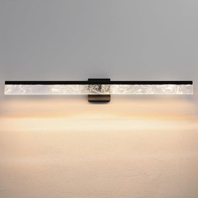 AIJIASI Bathroom Light Fixtures Over Mirror, 39 Inch Bathroom Vanity Light Black LED Vanity Light Bar, 28W Dimmable Modern Bath Vanity Lighting Fixtures Wall Mount 3000K