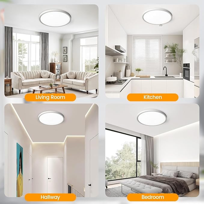 TALOYA 4-Pack 10 Inch Flush Mount LED Ceiling Light Fixture, 5CCT, White | 100–240 VAC Input,Edge-Lit Low Profile Round Design Ideal for Bedroom,Bathroom,Kitchen,Laundry,Closet