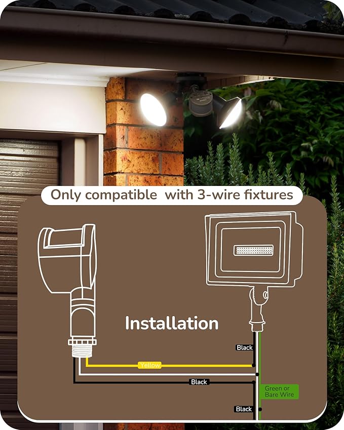 EDISHINE Motion Sensor, 180-Degree Replacement Motion Detector for Security Floodlights, Adjustable Time & Detection Sensitivity Range Up to 60 Feet, 3 Modes Pir Motion Sensor, Brown, UL Listed
