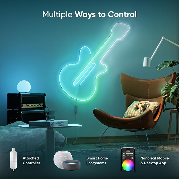 Nanoleaf Smart Rope Light, Works with Matter, Alexa, Google Home, 16.4ft | LED Multicolor Neon Rope Light, DIY Strip Lights with Music Sync for Wall, Bedroom, Gaming Room