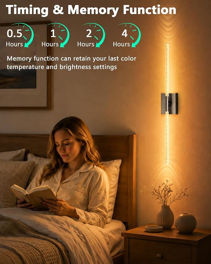 Battery Operated Wall Sconces Set of 2, Crystal Bubble Wireless Wall Light | Rechargeable 10000mAh, Touch & Remote Control, 360°Rotate 4CCT Dimmable, Wall Lamp for Living Room Bedroom Hallway Black