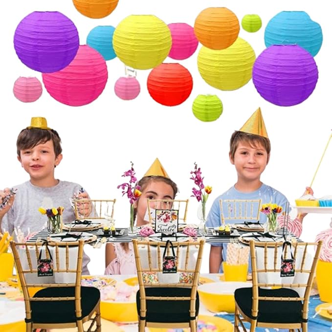 Colorful Paper Lanterns Decorative,Hanging chinese lanterns Indoor Outdoor for Birthday, Wedding, Christmas, Bridal, Home Decor, ceiling decorations(Size of 4”, 6”, 8”, 10”,12Pcs)