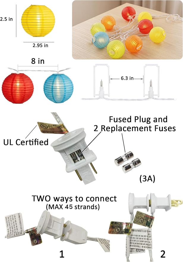 Multicolor Lantern String Lights,Colorful Hanging Lanterns String Light in Home & Garden Decorative Lights for Indoor Outdoor Patio Party Wedding Bedroom Bistro Bar