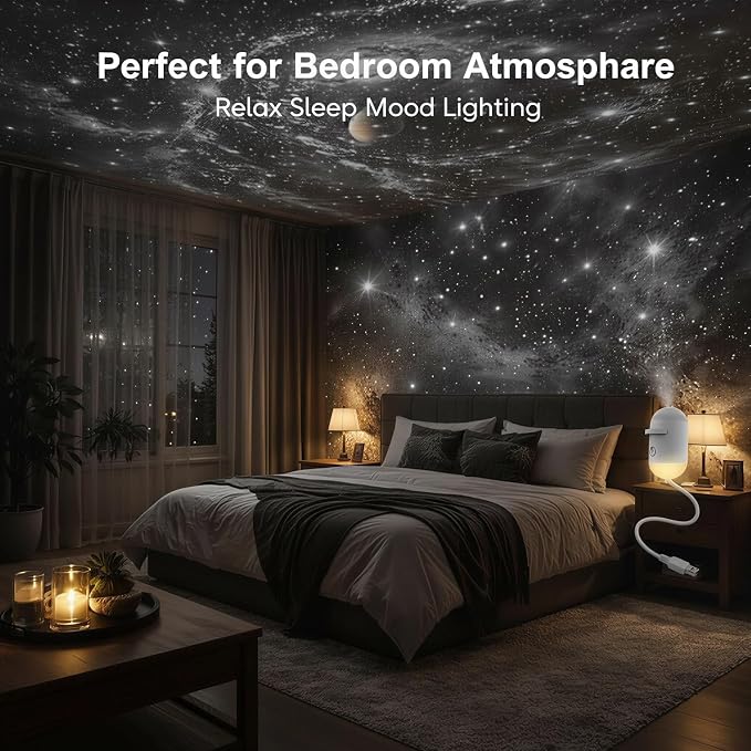 Galaxy Projector Night Light, Star Projector USB LED Starry Sky Ceiling Lamp, 12 Film Discs 360 Adjustable Planetarium Projector for Bedroom Adults, Night Light Projector for Room Mood Decor