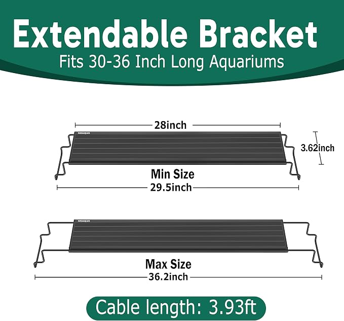 24/7 LED Aquarium Light for 30-36 Inch Plant & Fish Tank IP68, 12-Color & Gradient & Full Spectrum with Sunrise-Daylight-Moonlight, Auto On/Off, Brightness, Extendable Brackets for Freshwater