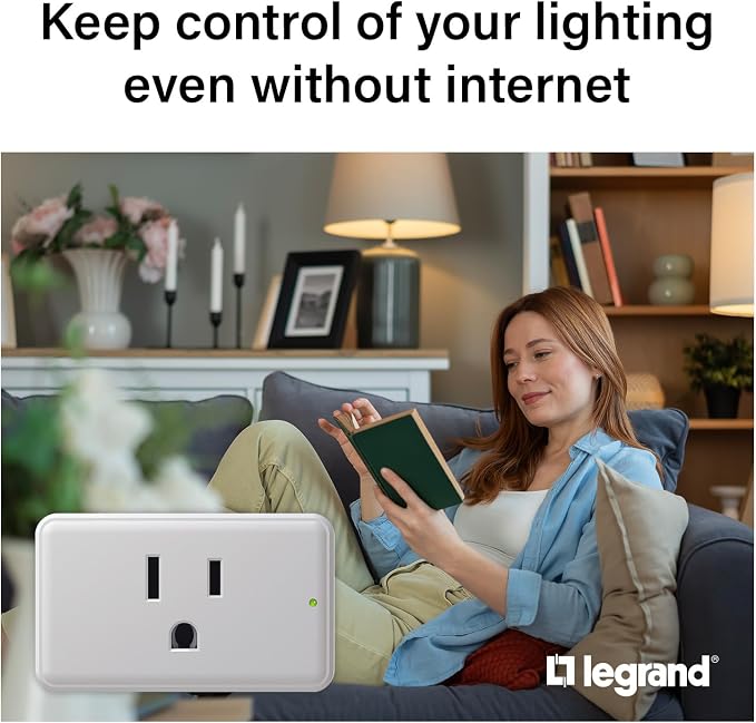 Legrand Radiant Wi-Fi Matter 15 Amp Smart Plug-in Switch, White, 2 Pack | Effortless Setup, Compatible with Alexa, SmartThings, HomeKit and Google, Matter Smart Hub Required, Set Scenes, Save Energy