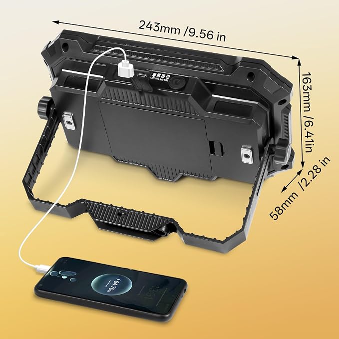 LED Work Light: Portable Rechargeable Magnetic Work Light | 10000LM output with 4 lighting modes, IP65 waterproof protection and a 13000mAh battery for garage, camping and emergency use