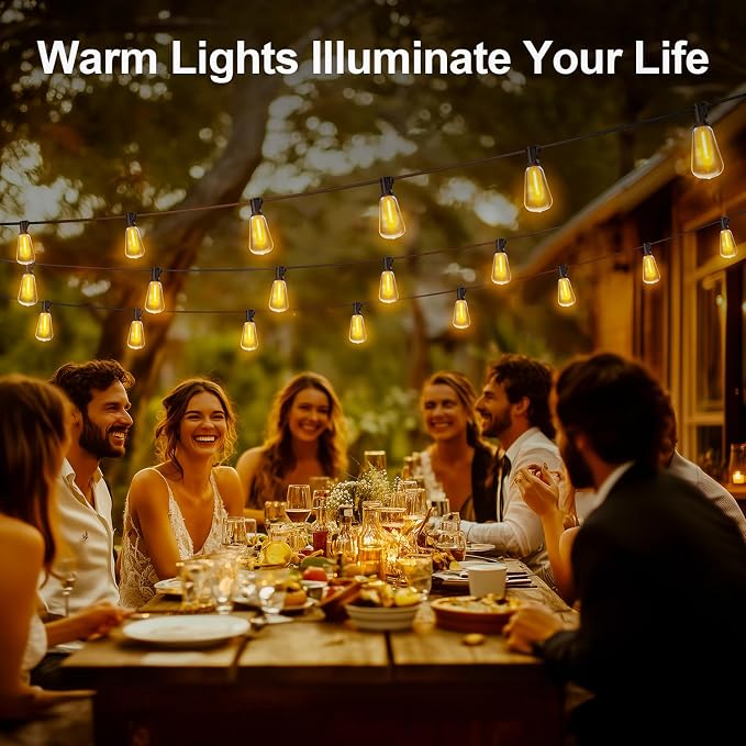 MGVIH Outdoor String Led Patio Lights - 200Ft 60M Outside Waterproof Light ST38 Shatterproof Bulb Connectable Hanging Outdoor Electric Lighting for Backyard Yard Gazebo Porch Party