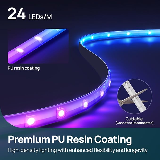 Linkind LED Strip Lights RGB 50ft, Smart Light Strip Work with Alexa and Google Home, App Control Music Sync Segmented Color Changing Led Lights for Bedroom Kitchen