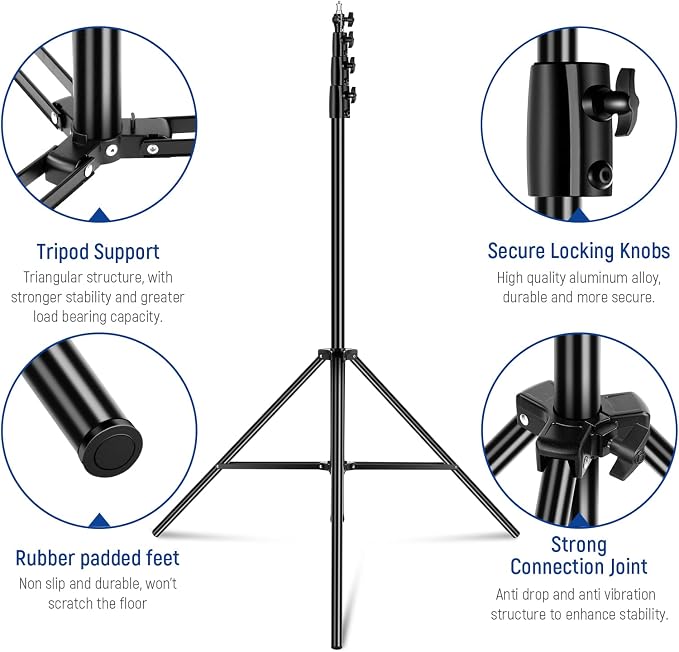NEEWER 13ft/400cm Air Cushioned Light Stand, Heavy Duty Metal Photography Tripod Stand with 1/4” to 3/8” Reversible Screw Adapter and 3 Way Mounting Interface, Load Capacity: 6.5lb/3kg, ST-400AC | Photography Tripod Stand, 1/4" to 3/8" Reversible Spigo...