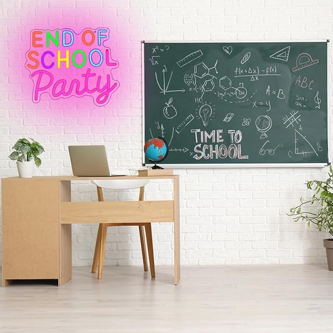 End of School Party Neon Sign for Wall Decor Party LED Sign Letter Neon Light Neon Last Day of School Bash Signs for Bedroom Classroom Home Party