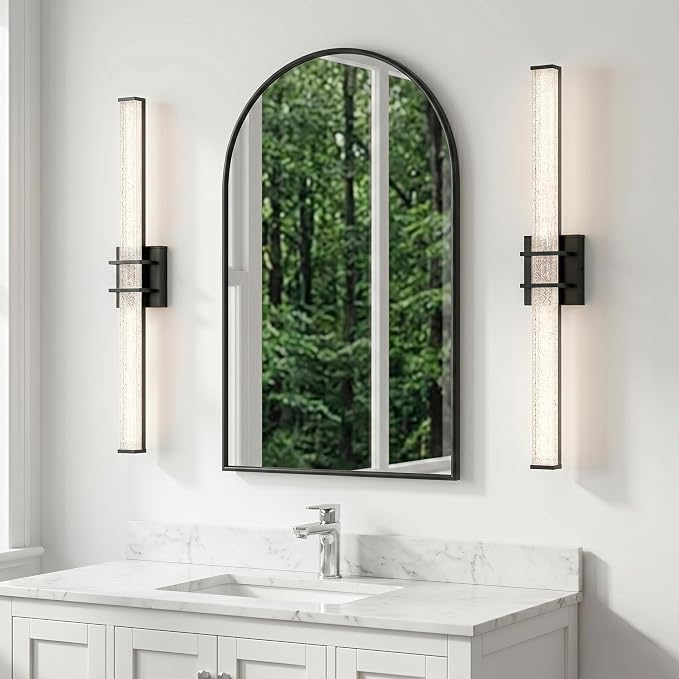 URSOLA 36" Modern LED Bathroom Light Fixtures, Matte Black 3CCT Dimmable Bathroom Vanity Light Over Mirror, Bathroom Vanity Bath Bar Lights with Crystal Acrylic Shade
