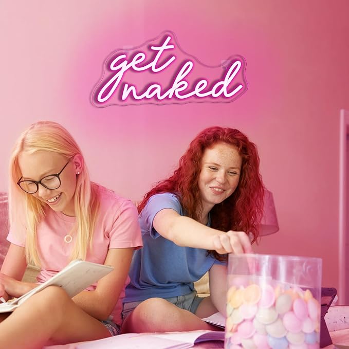 Get Naked Neon Sign for Wall Decor Dimmable Led Lights Signs Pink Led Signs for Bedroom decor Letters Neon Light Room Decor for Bar Party Pub Salon Decoration Girls Gift