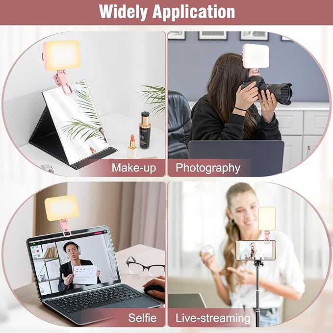 ALTSON 60 LED Portable Selfie Light Video Conference Lighting with Clip & Camera Tripod Adapter Rechargeable 2200mAh CRI 97+, 9 Light Modes for Phone iPhone Webcam Laptop Photo Makeup