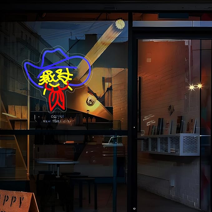 Cat Neon Sign LED Neon Signs for Wall Decor Cowboy Hat Cat Light Neon Signs for Room Home Party Birthday Bar Beer Signs for Man Cave - LED Neon USB Powered