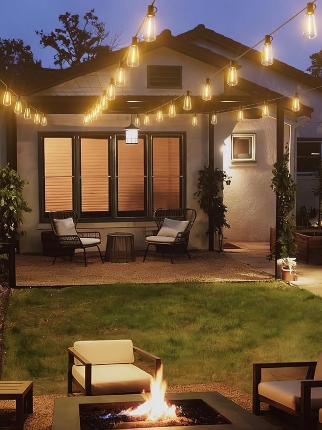Svater Outdoor String Lights 120 FT, Waterproof Patio Light with 63 Bulbs | Outside Hanging Lighting, ST38 Dimmable Edison LED Bulbs, Connectable for Bistro Cafe Market Backyard, ETL 2700K