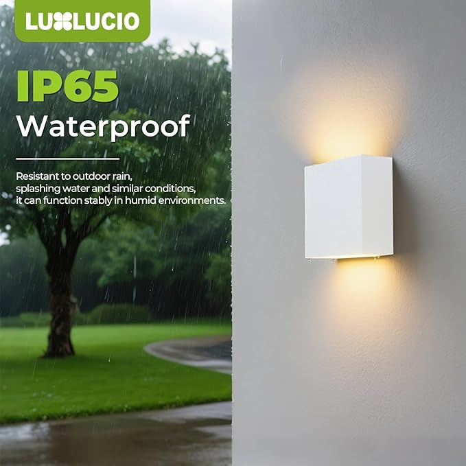 Indoor Outdoor Up and Down Wall Sconce, 5%-100% Dimmable 18W, 5 Color Temperature Selectable (2700K-5000K), Modern Lighting for Living Room/Porch, CRI90+, 120V-277V, ETL FCC Certified