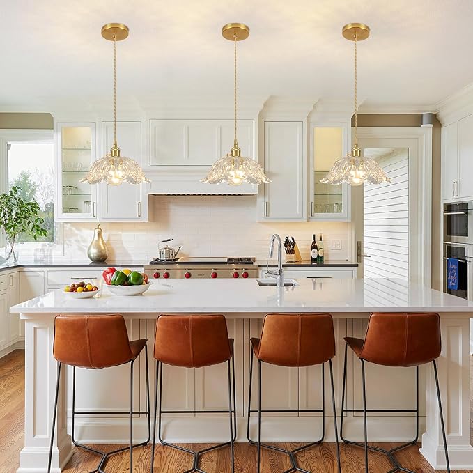 Glass Pendant Light Vintage Light Fixtures,Transparent Modern Chandelier Pendant,E26 Pendant Lights Kitchen Island,10.6 inch Hanging Lamp for Bedroom Hotel Dining Room 1 Light