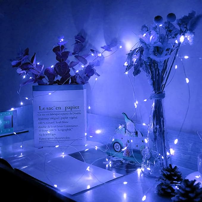 6 Pack Fairy Lights Battery Operated with Remote Timer 8 Lighting Modes,7ft 20 LED Waterproof Mini String Lights for Halloween Christmas Table Centerpieces Bedroom Decorations,Blue