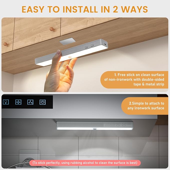 Racokky Under Cabinet Lighting with Remote, Motion Activated RV Step Light | with Charge Stand, 6 Pack 30LEDs 8'' Rechargeable Closet Lights, Dimmable, Magnetic, for Kitchen Wardrobe Stair Motorhome