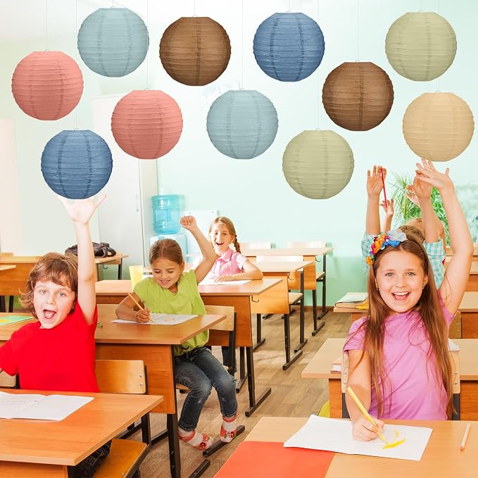 12 Pcs 10 Inch Hanging Paper Lanterns Party Decorations Boho Classroom Decor for Birthday Back to School Party Decoration for Classrooms Wedding Birthday Ceilings
