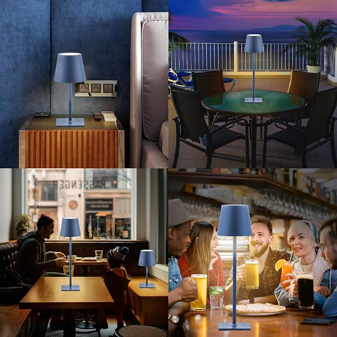 CHLORANTHUS 2 Pack Cordless Table Lamps, 3 Colors Stepless Dimming, 5000mAh Rechargeable Battery LED Desk Lamp for Bedroom/Couple Dinner/Desk/Cafe/Dining Room/Terrace