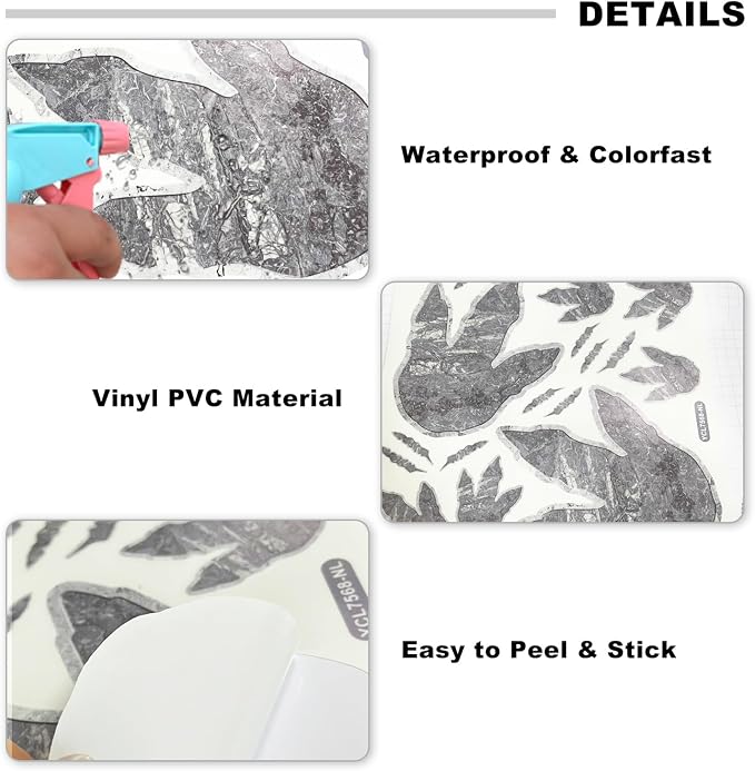 Nightlight Blue Dinosaur Footprint Wall Stickers 2 Sheets Decor | Glow in the Dark Dino Tracks Reusable Wall Decal Luminous Glass Doors Decor for Kids Room Home Playroom Decoration