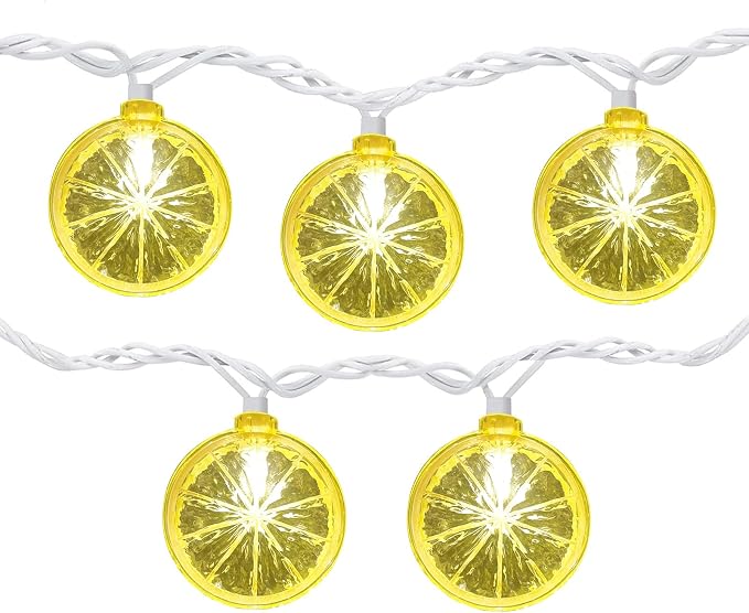 GOOTHY Lemon String Lights Plug in, 8.5Ft Outdoor Fairy Decorations String Lights with 10 LED Yellow Lemon Slice Lights, Hanging Novelty Summer Patio Lights for Garden Kitchen Christmas Wedding Party