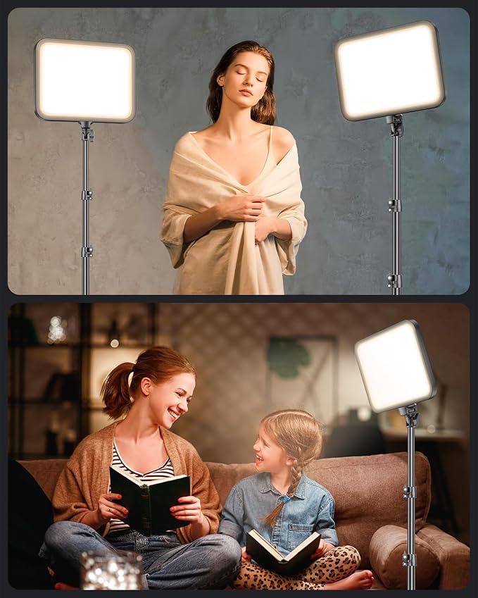 Torjim 11 Inch Video Light Kit for Creators-24W High Brightness Studio Lights with Tripod Stand & Phone Holder & Remote, Adjustable Photography Lighting for Clearer YouTube Streaming Home Studio | Studio Lights with Tripod Stand & Phone Holder | 3000-6...