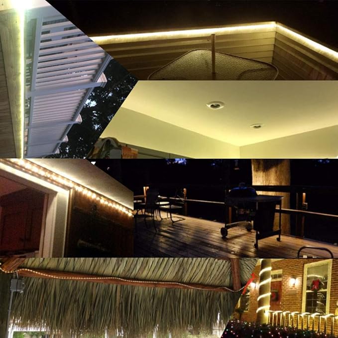 13ft 2-Wire Waterproof LED Rope Light Kit,110V-120V PVC 30 LED/M Tube Lights Strip for Background, Outdoor, Christmas, Home Decoration(Warm White)