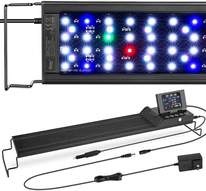 hygger 30W Smart Aquarium LED Light with Water Monitor for 24-30 Inch Tanks | Auto Lift-Up TFT LCD Screen, Temperature Monitor, Water Quality Monitoring, Full Spectrum Lighting, Intelligent Control