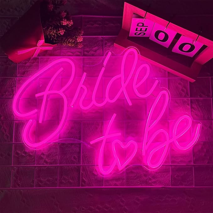 Bride to be Neon Sign, Pink LED Neon Light Signs USB Wedding Light Signs for Bridal Shower Bachelorette Engagement Party Backdrop