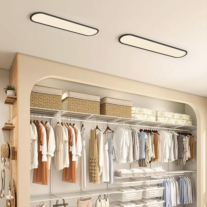 27.6-Inch Dimmable LED Linear Ceiling Light, 36W Low Profile Black | Ultra-Thin 1.38-Inch Fixture with Remote, 3000K-6500K, 10%-100% Brightness for Kitchen, Bedroom, Closet, Hallway and Study