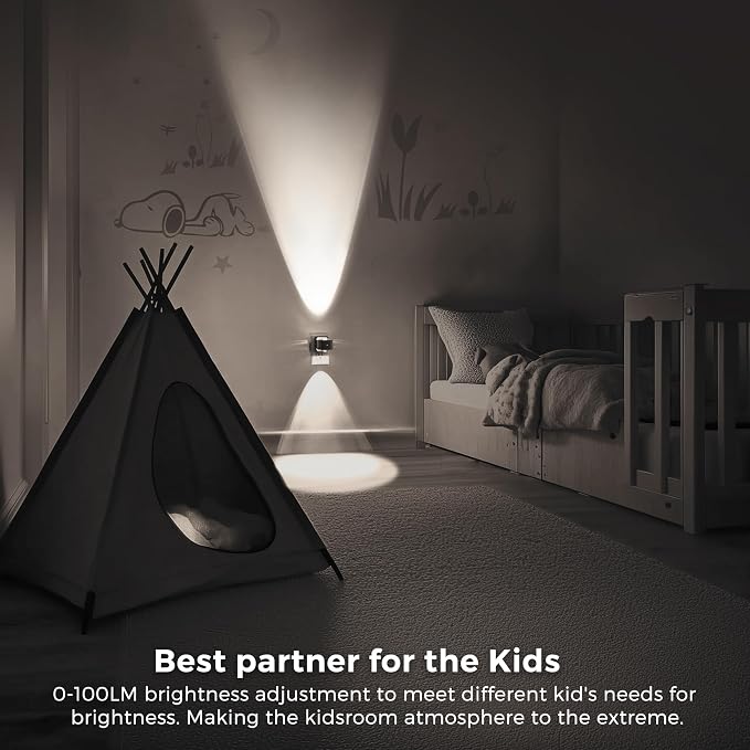 L LOHAS LED Night Light Projector, Night Lights Plug into Wall Light Sensor | Dusk to Dawn Sensor, Rotating Plug in Nightlight, Daylight Dimmable Nightlights for Bathroom, Hallway, Gaming Room,2 Pack