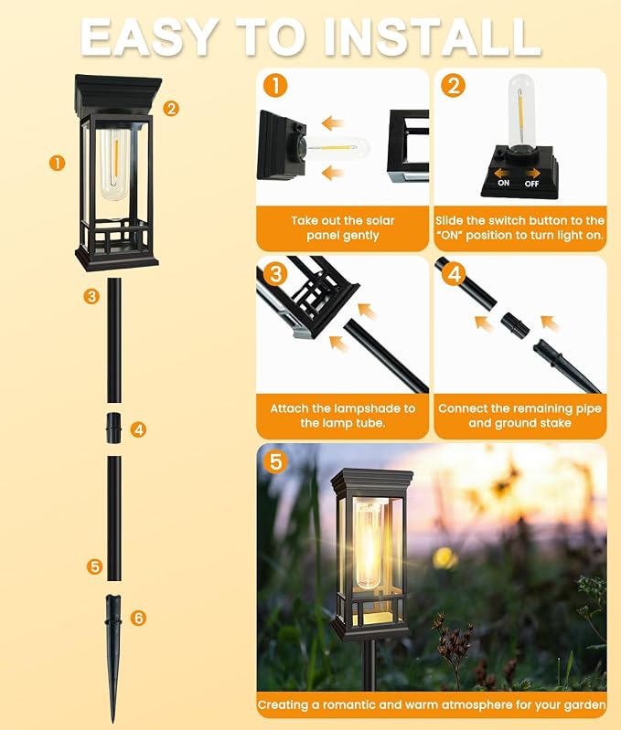 12 Pack Solar Pathway Lights Outdoor Waterproof, Bright Solar Garden Lights | Auto On/Off, Solar Lights Outdoor for Yard, Sun-Powered Landscape Lights for Path Walkway Lawn Driveway Patio Decor