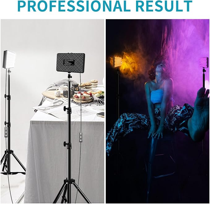 LED Video Light Kit 2Pcs, Hagibis Studio Lights 18 Color Filters for Photography Lighting with Adjustable Tripod Stand Streaming Lights for Photo Camera Recording Computer Zoom Stream TikTok YouTube